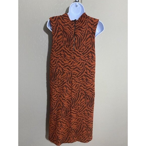 Anthropologie Dress Orange BRIGITTE Jacquard Tiger Shift Size Large - Picture 4 of 6